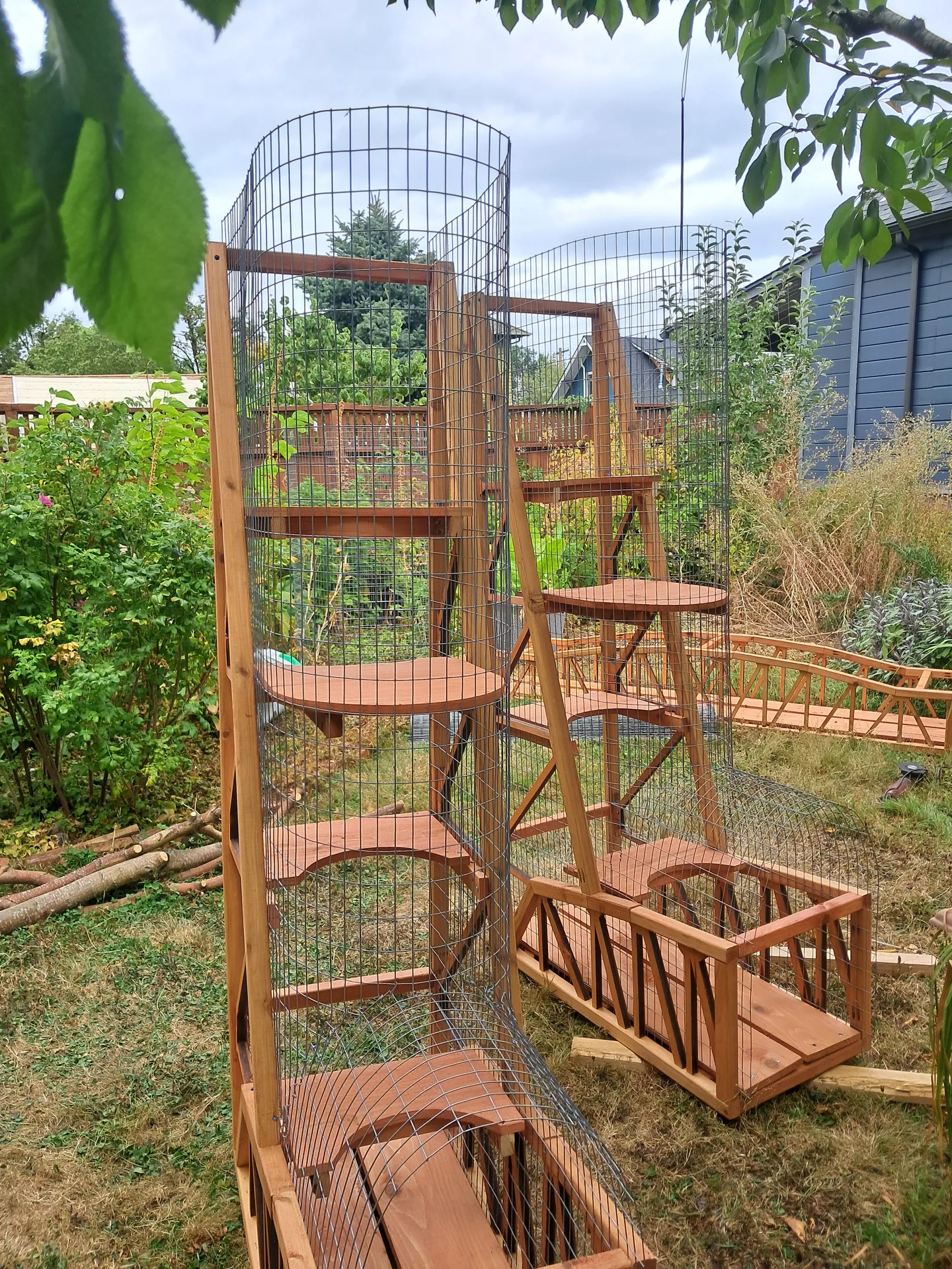 Catio tower shelves